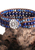 Pulsera Boho, Pulsera de Cuero de Tres Capas RH, Piedras Naturales Verdes, Marrones y Azul Marino